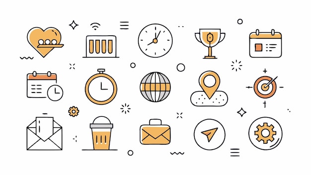 Conjunto de iconos de hora y fecha Ilustración vectorial