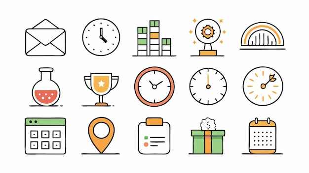 Conjunto de iconos de hora y fecha Ilustración vectorial