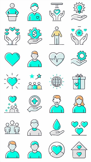 un conjunto de iconos para el hospital y el mundo del amor