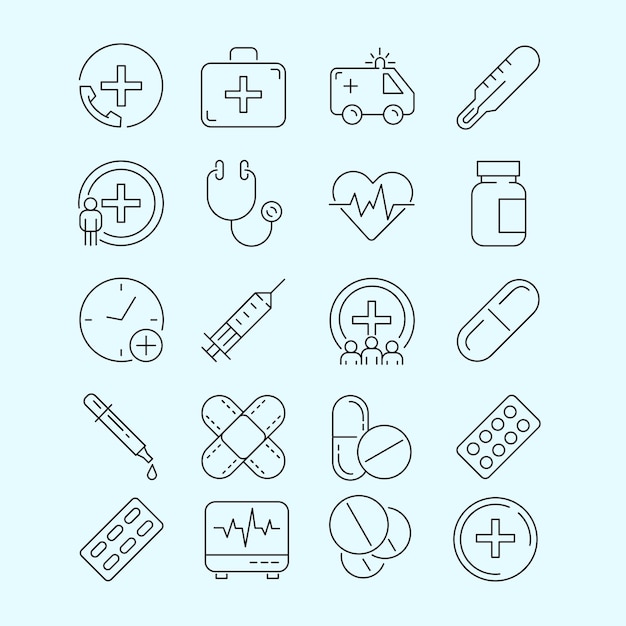 Conjunto de iconos de hospitales médicos