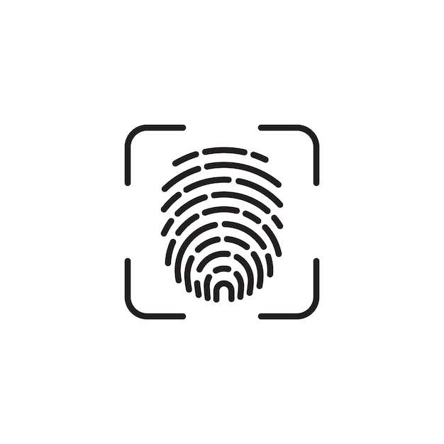 Conjunto de iconos de huellas dactilares Identidad Símbolo de huella dactilar y vector biométrico en un estilo de relleno y contorno en negro Signo de identificación segura