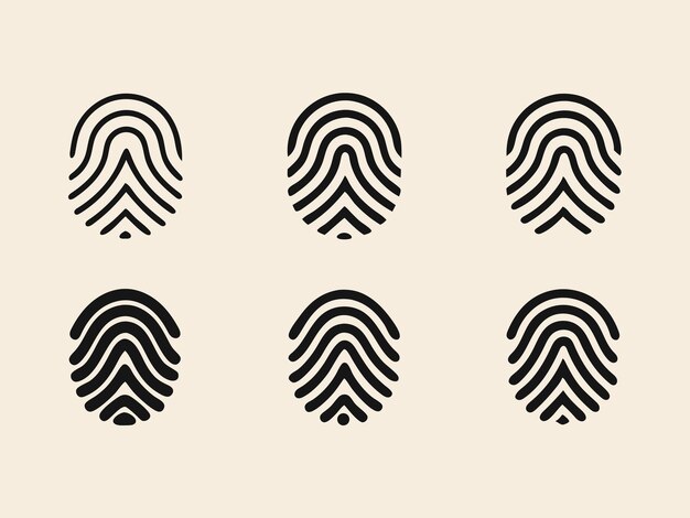 Conjunto de íconos de huellas dactilares Símbolos de identidad digital únicos