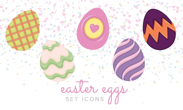 Conjunto de iconos de huevos de pascua de colores tradicionales vector