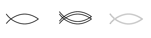 Conjunto de iconos de Ichthys Signos de peces de Jesús Símbolos de religión cristiana Emblemas de creyentes populares EPS