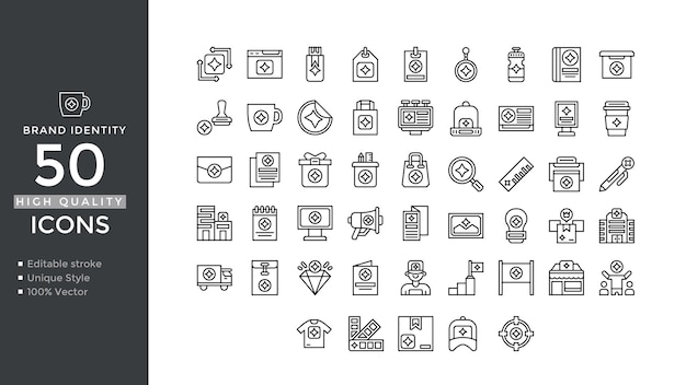 Conjunto de íconos de identidad de marca minimalista moderna
