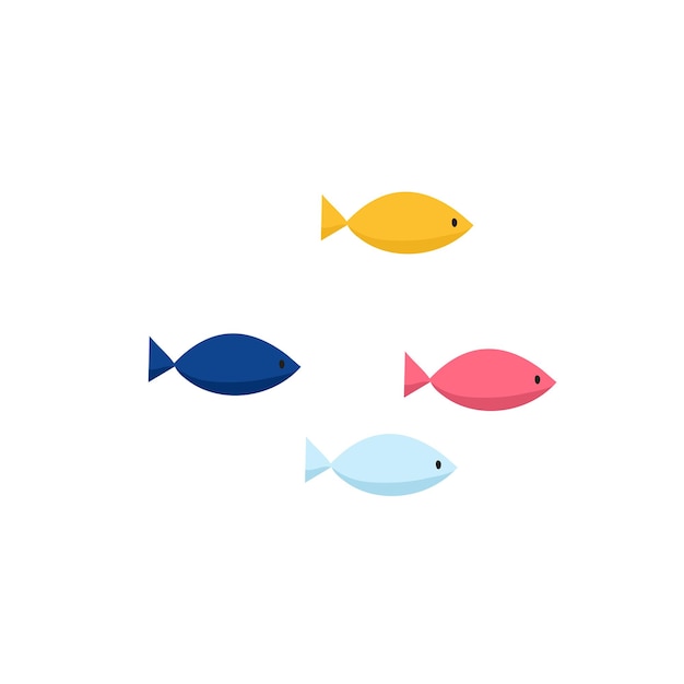 Conjunto de iconos de ilustración de vector de pescado lindo. peces tropicales, peces de mar, peces de acuario