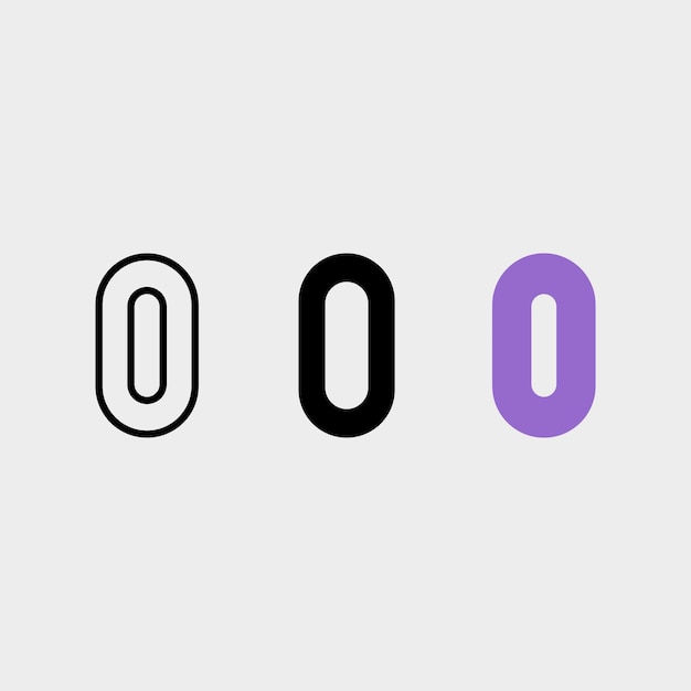 Conjunto de iconos de ilustración vectorial de letras 0 con variaciones
