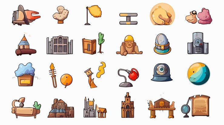 Vector conjunto de iconos de ilustraciones vectoriales de dibujos animados de alta calidad