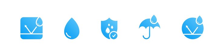 Vector conjunto de iconos impermeables materiales resistentes al agua cubierta resistente al agua vector eps 10