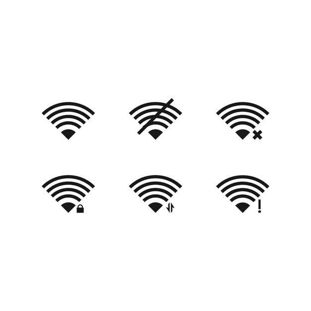 Conjunto de iconos inalámbricos icono wifi sobre fondo blanco.