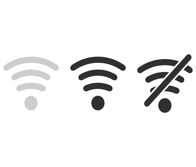 Conjunto de iconos inalámbricos Sin wifi Diferentes niveles de señal Wi Fi Ilustración vectorial sobre fondo blanco