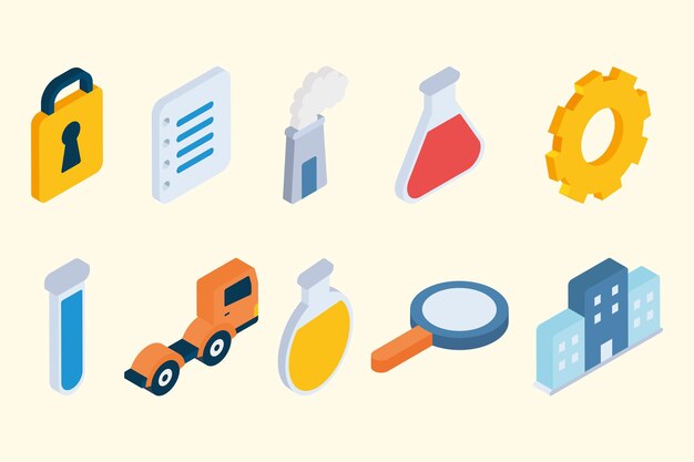 Vector conjunto de iconos de la industria