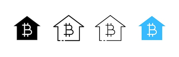 Conjunto de iconos de inicio de Btc Iconos vectoriales de estilo lineal