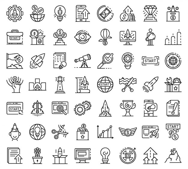 Conjunto de iconos de inicio, estilo de contorno