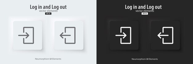 Conjunto de íconos de inicio de sesión y salida de sesión aislados en fondo blanco Ilustración vectorial