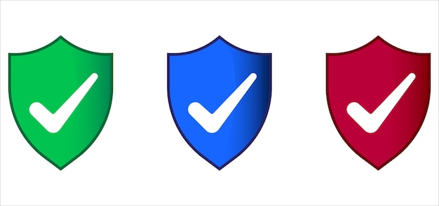 conjunto de iconos de insignia de escudo de colores y certificados
