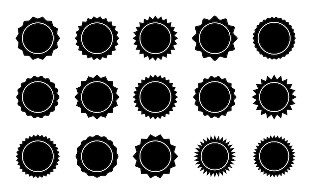 Conjunto de iconos de insignias de estallido estelar Pegatinas de estallido solar para etiquetas de venta de calidad promocional de precio Diseño gráfico vectorial
