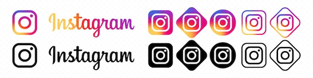 Conjunto de iconos de Instagram Concepto de redes sociales Vector Zaporizhzhia Ucrania 14 de diciembre de 2021