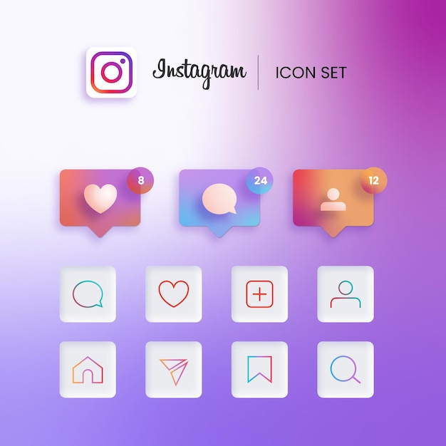 Vector conjunto de iconos de instagram degradado moderno