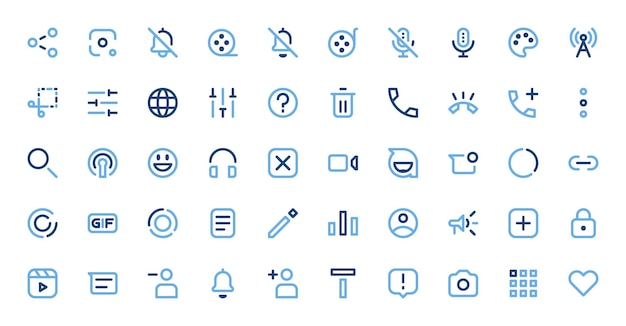 Conjunto de iconos de la interfaz de la aplicación de mensajería de WhatsApp Símbolos Gráficos vectoriales
