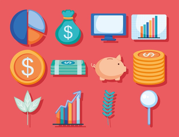 conjunto de iconos de inversión