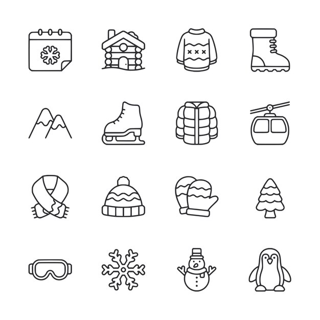 Conjunto de iconos de invierno