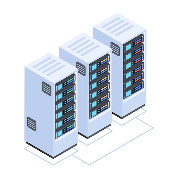 Conjunto de iconos isométricos de gestión de base de datos