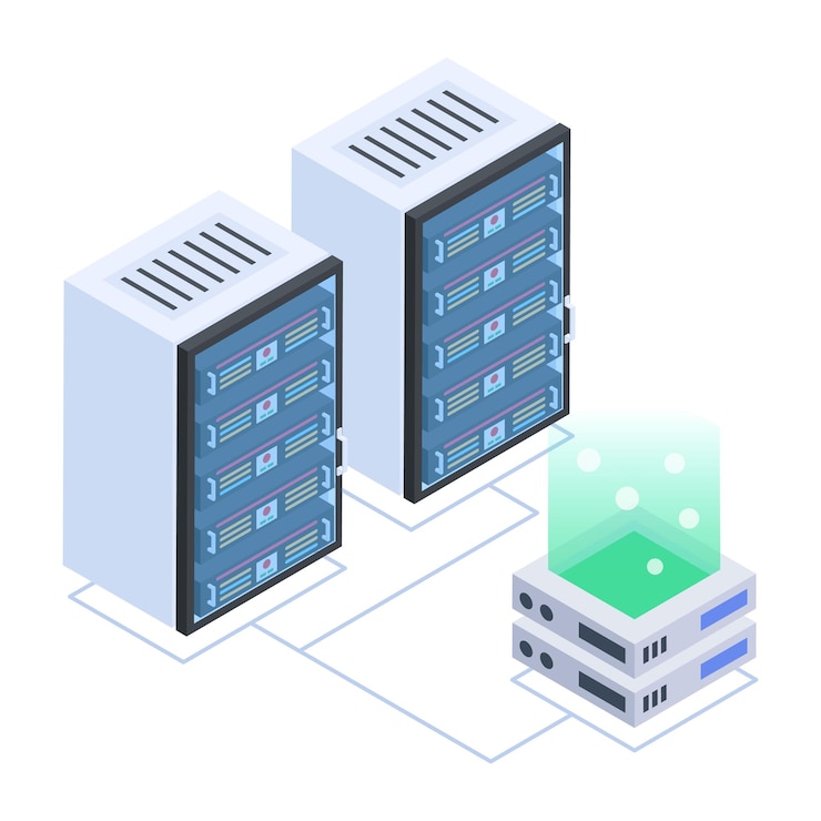 Vector conjunto de iconos isométricos de gestión de bases de datos