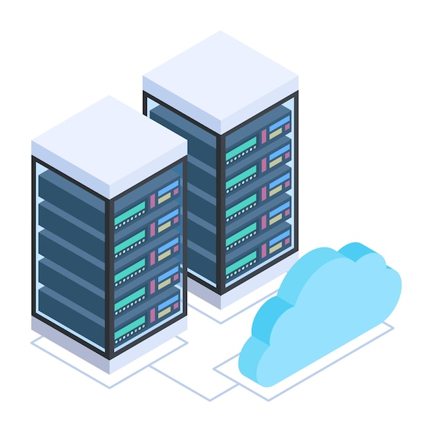 Conjunto de iconos isométricos de gestión de bases de datos