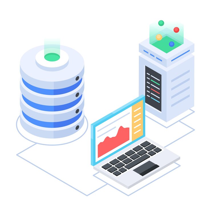 Vector conjunto de iconos isométricos de gestión de bases de datos