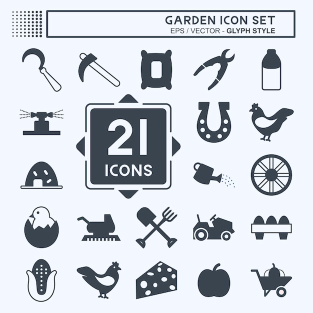 Conjunto de iconos Jardín adecuado para el estilo de glifo del símbolo del jardín diseño simple editable