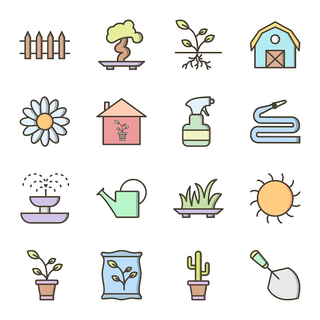 Conjunto de iconos de jardinería