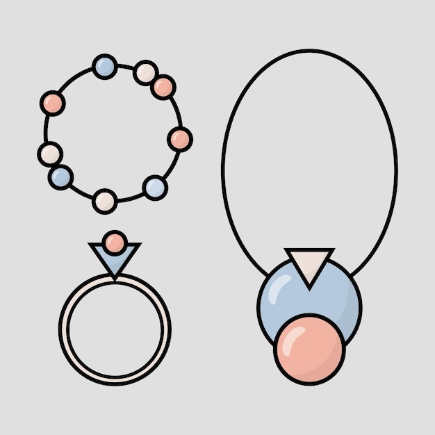 Vector conjunto de iconos de joyería aislado sobre fondo blanco