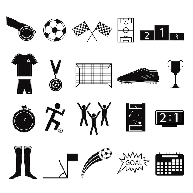 Conjunto de iconos de juego de fútbol o fútbol Vector de vista isométrica