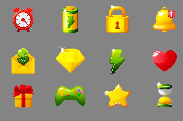 Conjunto de iconos de juegos para elementos de ui gui para aplicaciones móviles
