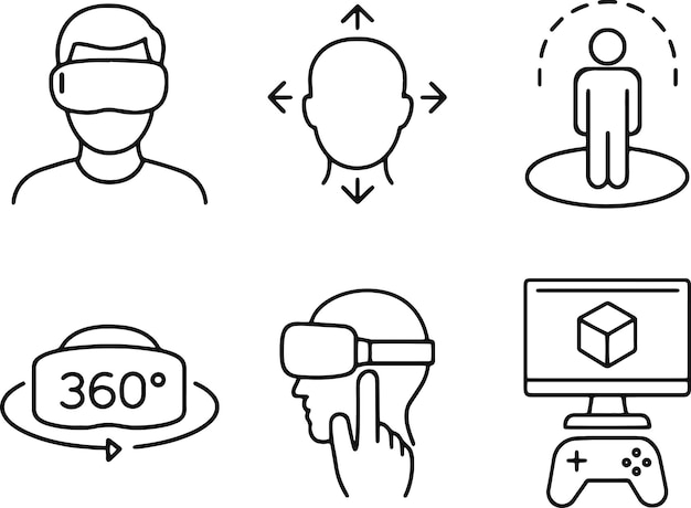 Conjunto de iconos de juegos de realidad virtual