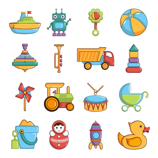 Vector conjunto de iconos de juguetes de los niños