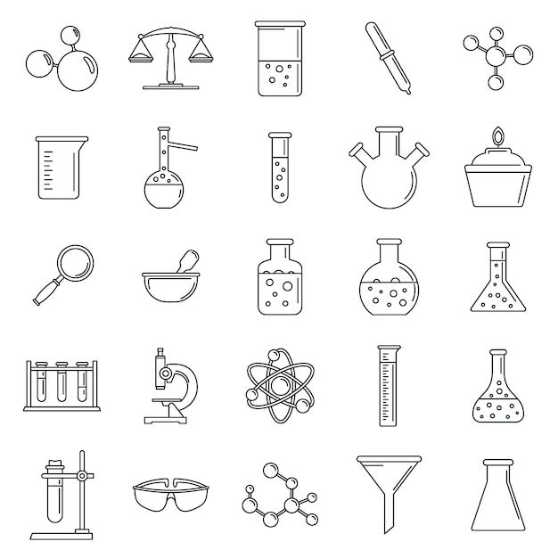 Vector conjunto de iconos de laboratorio de ciencia