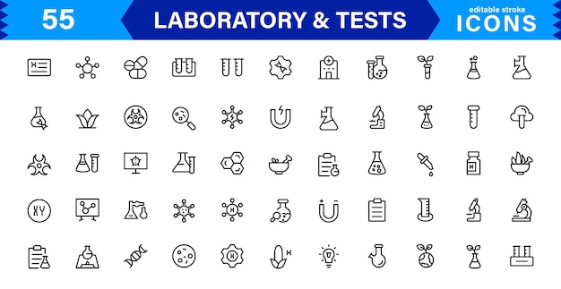 Conjunto de íconos de laboratorio y prueba perfectos para proyectos basados en la investigación médica científica para mejorar