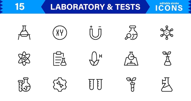 Conjunto de íconos de laboratorio y prueba perfectos para proyectos basados en la investigación médica científica para mejorar