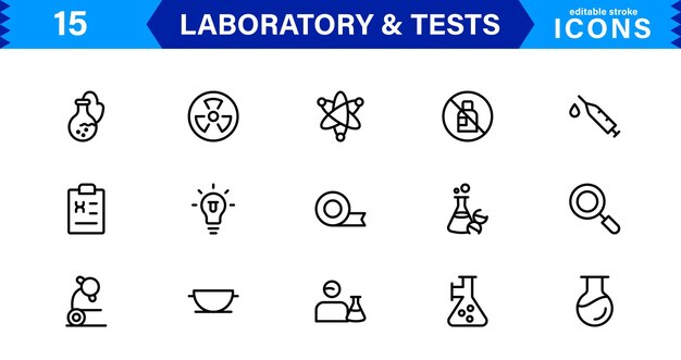 Conjunto de íconos de laboratorio y prueba perfectos para proyectos basados en la investigación médica científica para mejorar