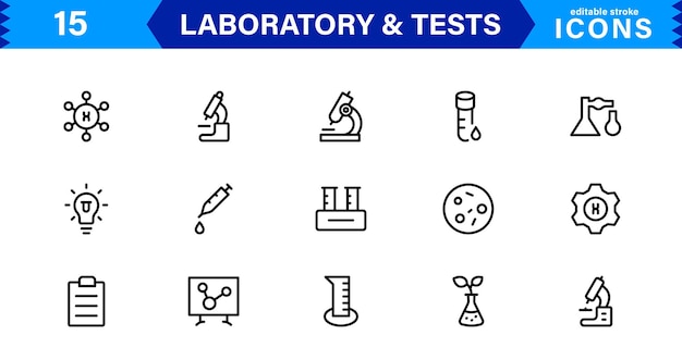 Conjunto de íconos de laboratorio y prueba perfectos para proyectos basados en la investigación médica científica para mejorar