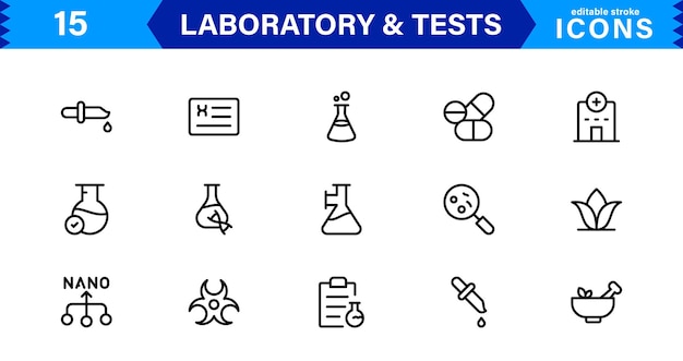 Conjunto de íconos de laboratorio y prueba perfectos para proyectos científicos, médicos y basados en la investigación para mejorar sus diseños