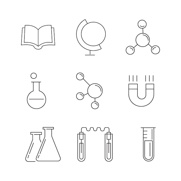 Conjunto de iconos de laboratorios de investigación científica para la web y el móvil