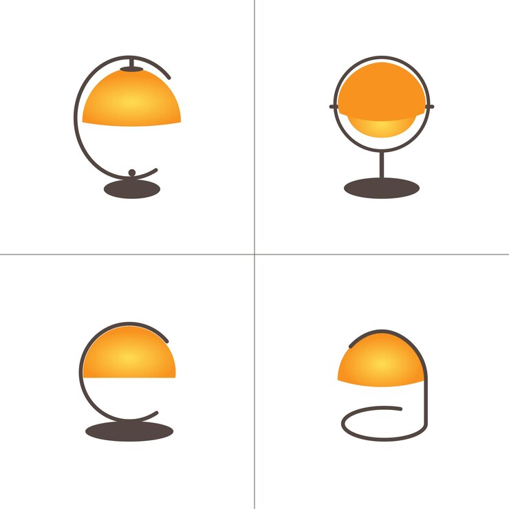 Vector conjunto de iconos de lámpara de mesa diseño plano