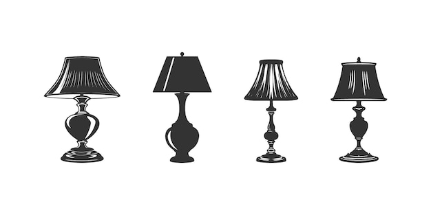 Conjunto de iconos de lámparas de mesa Diseño de ilustraciones vectoriales