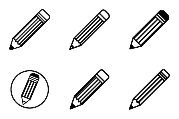 Conjunto de iconos de lápices de estilo vectorial con forma creativa