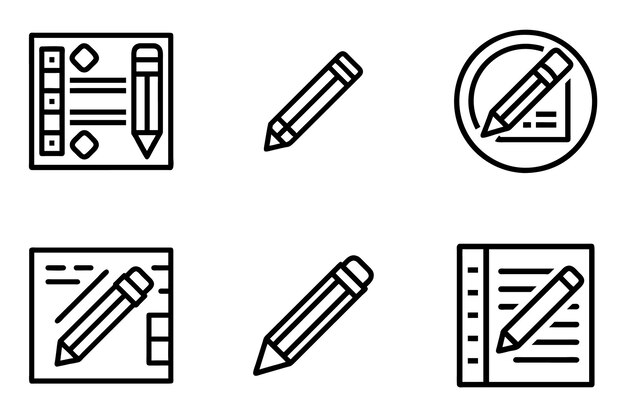 Conjunto de iconos de lápices de estilo vectorial con forma creativa
