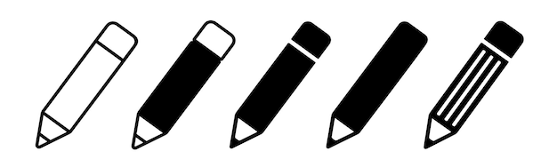 Conjunto de iconos de lápiz Colección de símbolos de pluma Editar iconos en estilo plano Ilustración vectorial