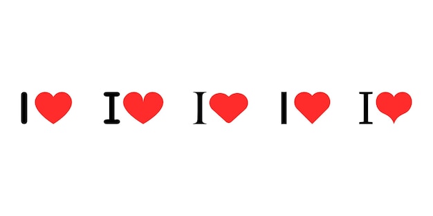 Conjunto de íconos de letras que me encantan Vector Corazón Rojo Vector 10 Eps